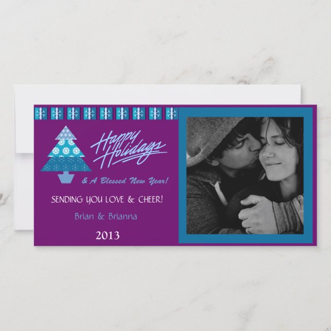 Cartes photos de Noël d'Arbre-Plomb des vacances (Devant)