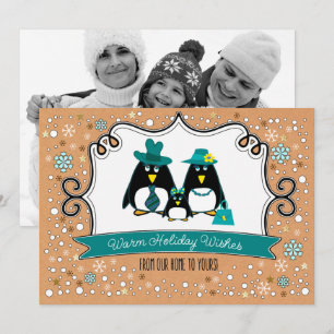 Cartes photos de Noël de famille de pingouins amus
