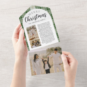 Cartes photos de Noël de famille verte triple