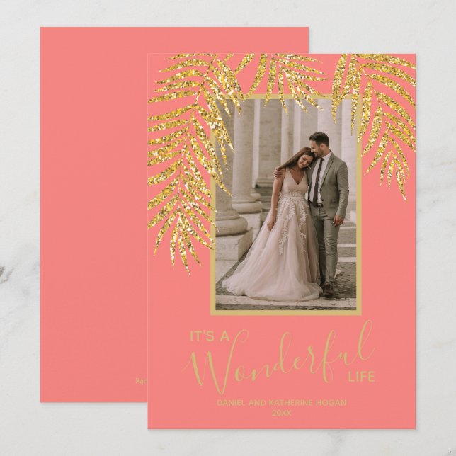 Cartes photos de Noël de palme tropicale (Devant / Derrière)