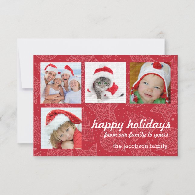 Cartes photos de Noël rouge et blanc (Devant)