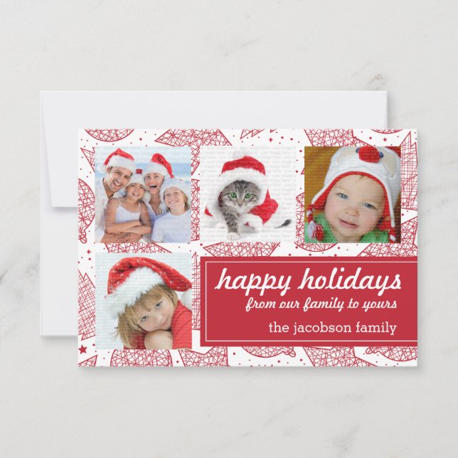 Cartes photos de Noël rouge et blanc (Devant)