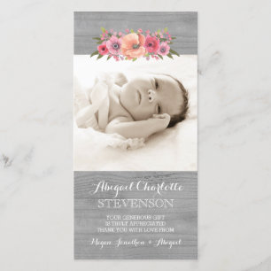 Cartes photos en bois rustiques de baby shower de