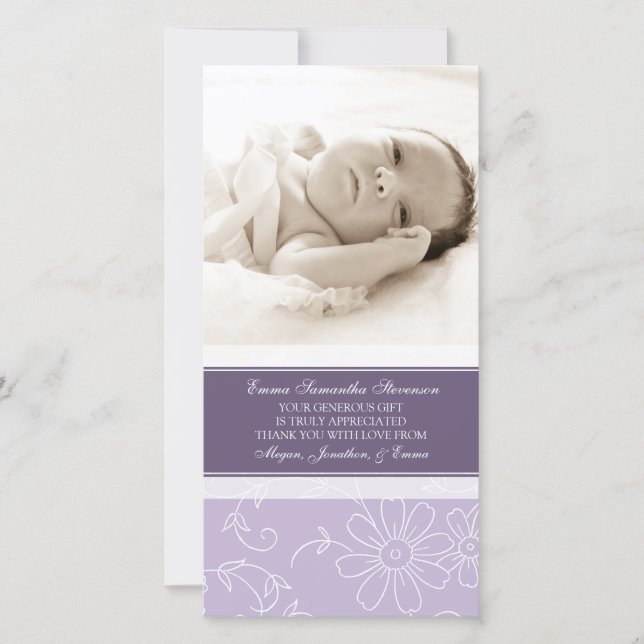 Cartes photos floraux pourpres de baby shower de (Devant)