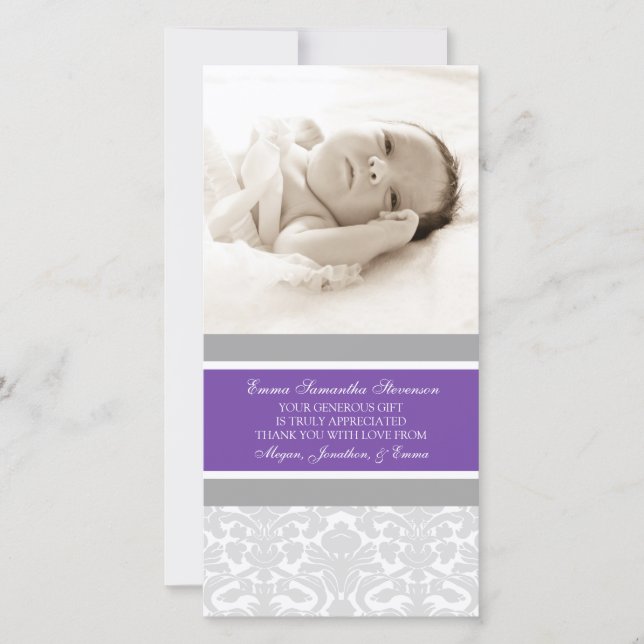 Cartes photos gris de baby shower de Merci de (Devant)