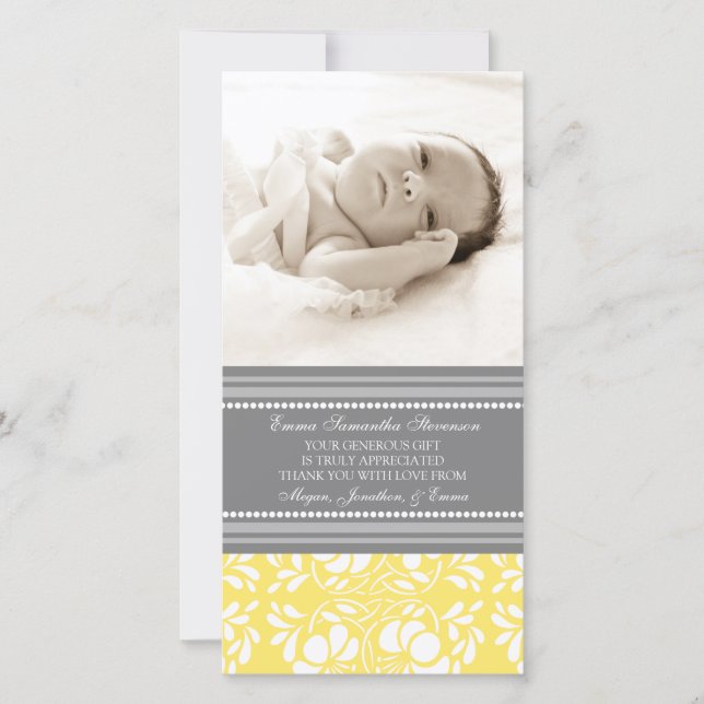 Cartes photos gris de baby shower de Merci de (Devant)