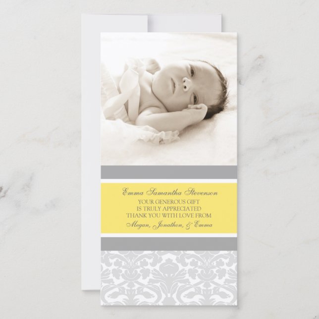 Cartes photos gris de baby shower de Merci de (Devant)