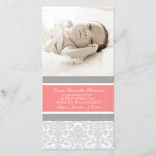 Cartes photos gris de corail de baby shower de