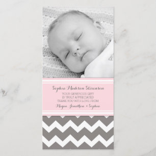 Cartes photos gris roses de baby shower de Merci