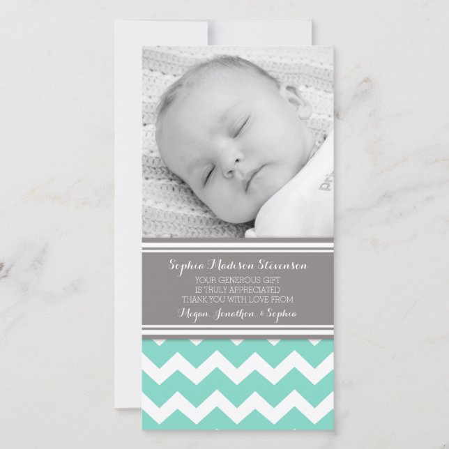 Cartes photos gris turquoises de baby shower de (Devant)