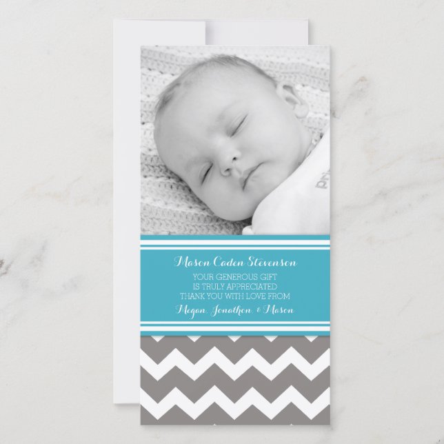 Cartes photos gris turquoises de baby shower de (Devant)