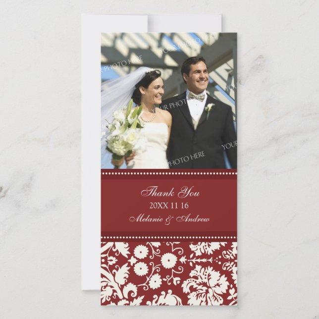Cartes photos Mariages de Merci de Crème Rouge (Devant)