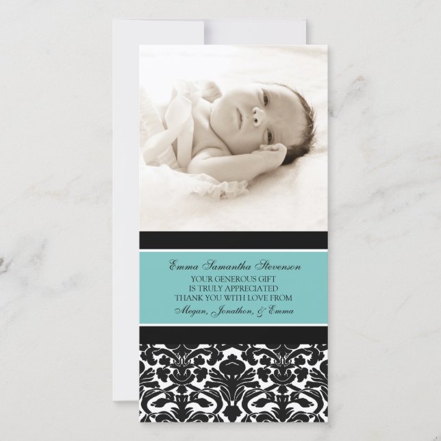 Cartes photos noirs turquoises de baby shower de (Devant)