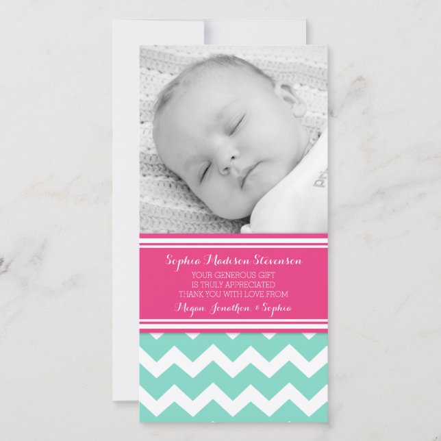 Cartes photos roses turquoises de baby shower de (Devant)