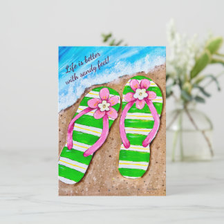 Cartes plates à motif de vie de plage pour sandale