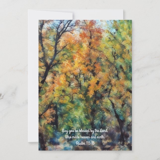 Cartes plates avec arbres dorés automnaux et verse (Devant)
