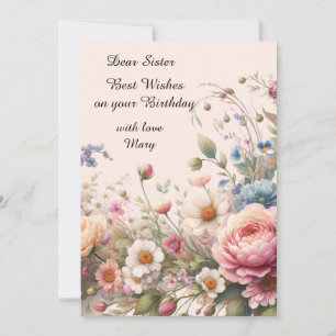 Cartes plates avec fleurs roses pour l'anniversair