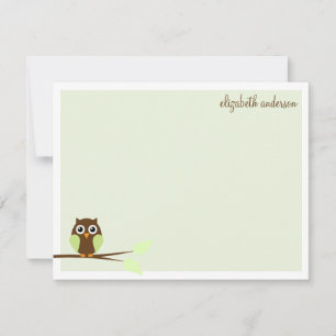 Cartes plates de Merci de hibou vert doux