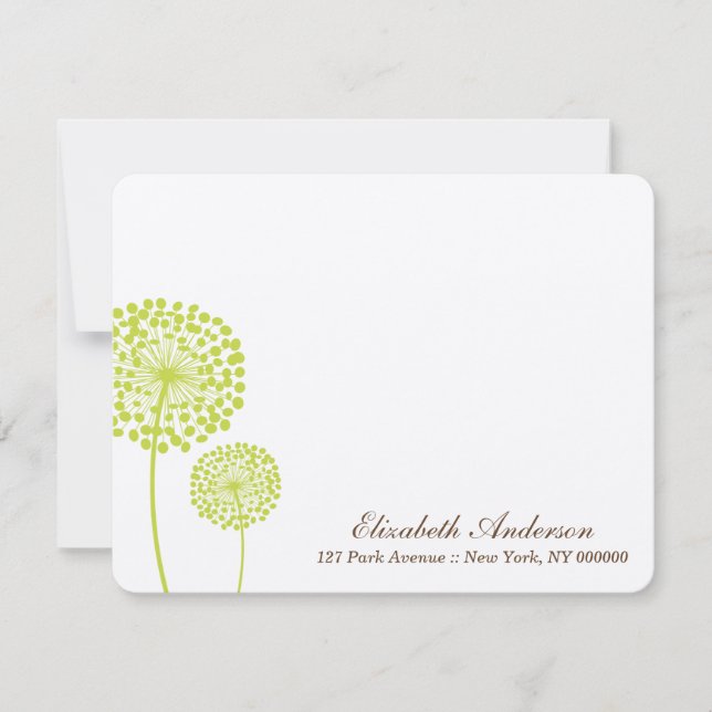 Cartes plates de pissenlits verts (Devant)