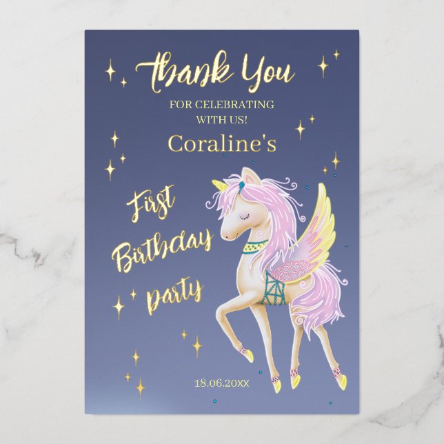 Cartes plates de remerciement pour le 1er annivers (Recto)