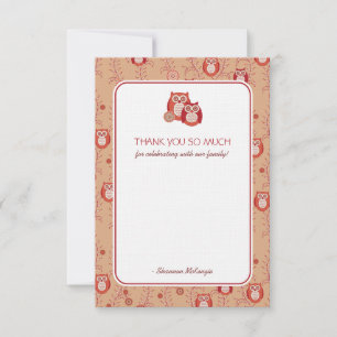 Cartes plates de rétro Merci de hiboux