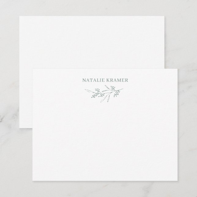 Cartes plates de verdure botanique élégante vert s (Devant / Derrière)
