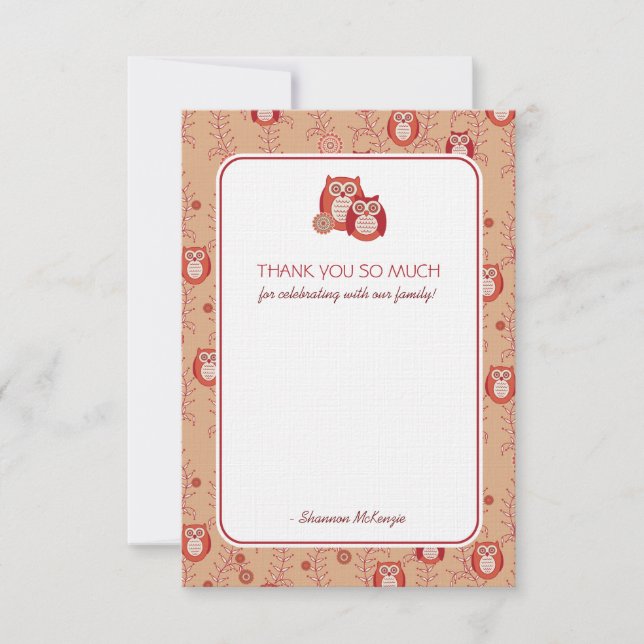 Cartes plates en Merci Retro Owls (Devant)