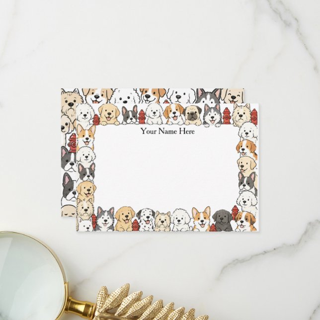 Cartes plates illustrées de chiens mignons et de b (Devant/Arrière en situation)