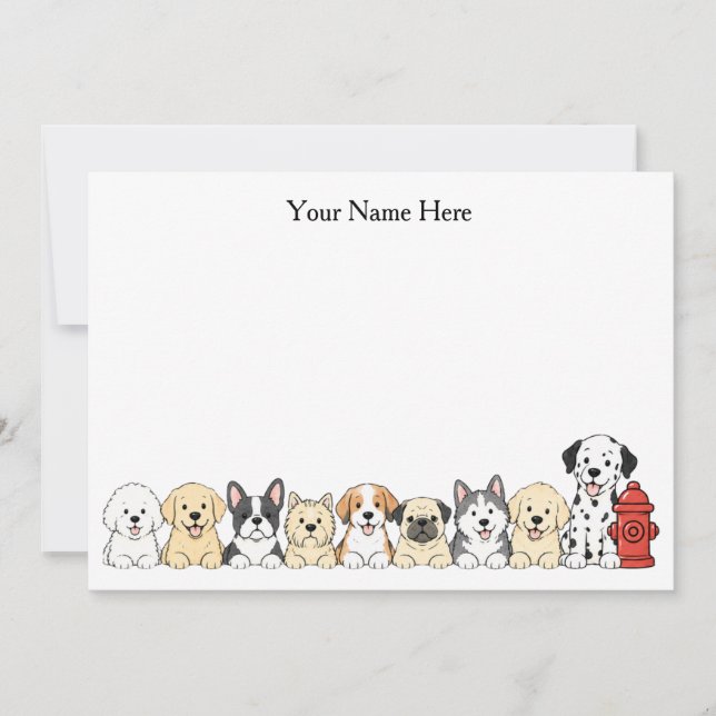 Cartes plates illustrées de chiens mignons et de b (Devant)