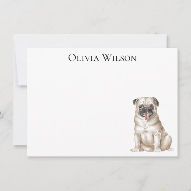 Cartes plates personnalisées avec pug (Devant)