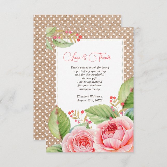 Cartes plates personnalisées Merci Fête des mariée (Devant / Derrière)