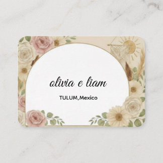 Cartes plates personnalisées pour mariage bohème |