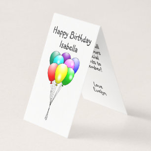 Cartes pliées avec ballons Joyeux Anniversaire
