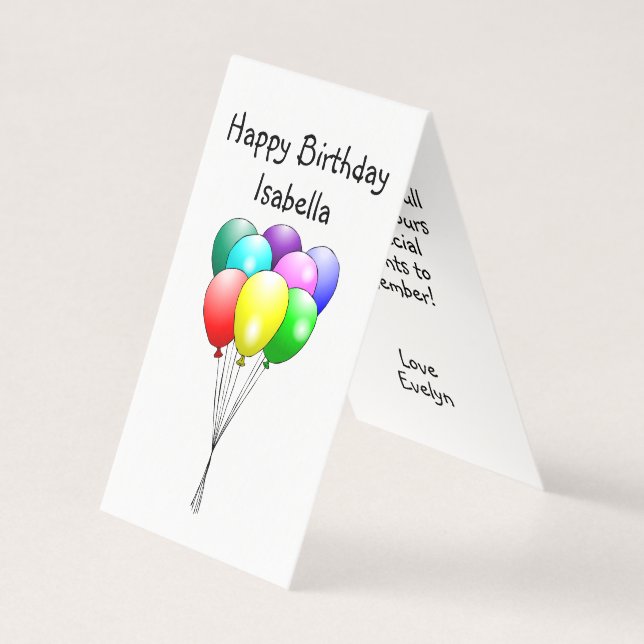 Cartes pliées avec ballons Joyeux Anniversaire (Front)