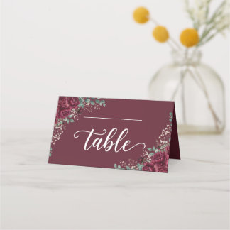 Cartes pliées Burgundy Rose Eucalyptus