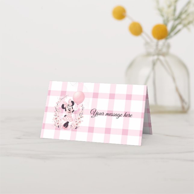 Cartes pliées de fête modifiables Minnie mouse (Devant)
