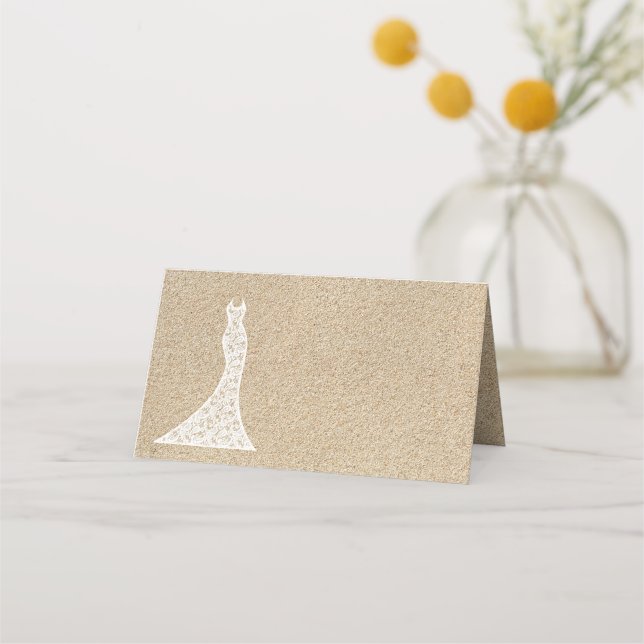 Cartes pliées de mariage avec thème de plage 'Beau (Devant)