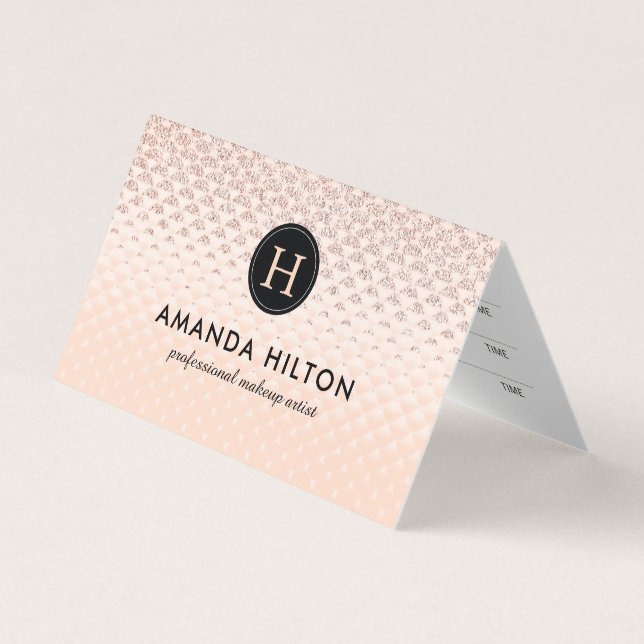 Cartes pliées de rendez-vous de monogramme de (Devant)
