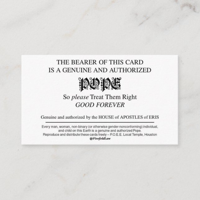 Cartes Pope Discordia (Devant)