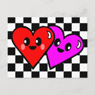 Cartes postale Kawaii Sweety Hearts Damier