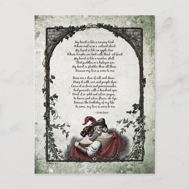 Cartes postale victorienne "Amour" de Rossetti (Devant)