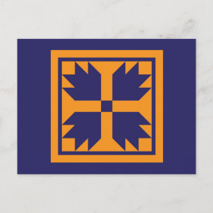 Cartes postales à courtepointe - Pou d'ours (bleu/