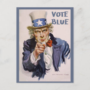 Cartes postales aux électeurs UNCLE SAM Vote Blue