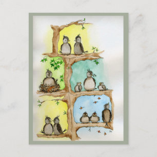 Cartes postales avec les oiseaux et leurs bébés da