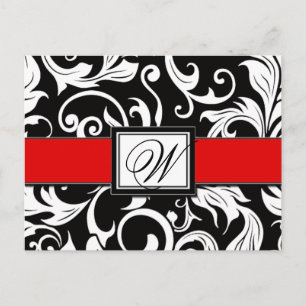 Cartes postales "Black & Red Damask" pour annoncer