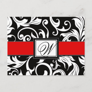 Cartes postales "Black & Red Damask" pour annoncer