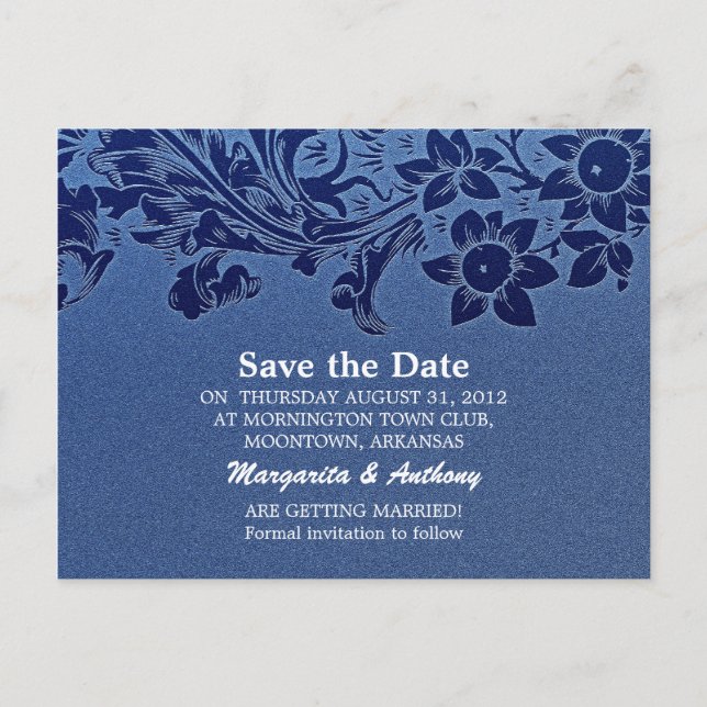 cartes postales bleues pour annoncer la date (Devant)