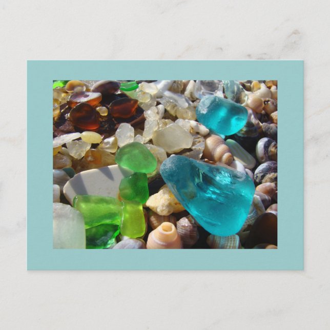 Cartes postales Blue Seaglass Green Sea Glass Agat (Devant)