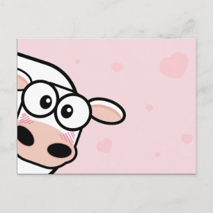 Cartes postales Blushing Cow & Pink Hearts