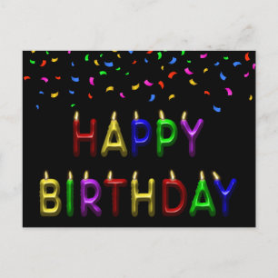 Cartes postales bougies joyeux anniversaire confet